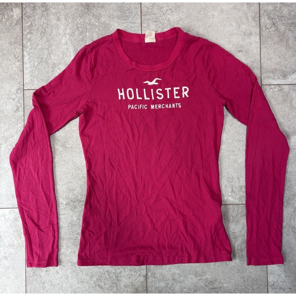 Y2K Hollister Pink Long Sleeve Shirt Women's M Bella Swan Coquette Barbie Preppy